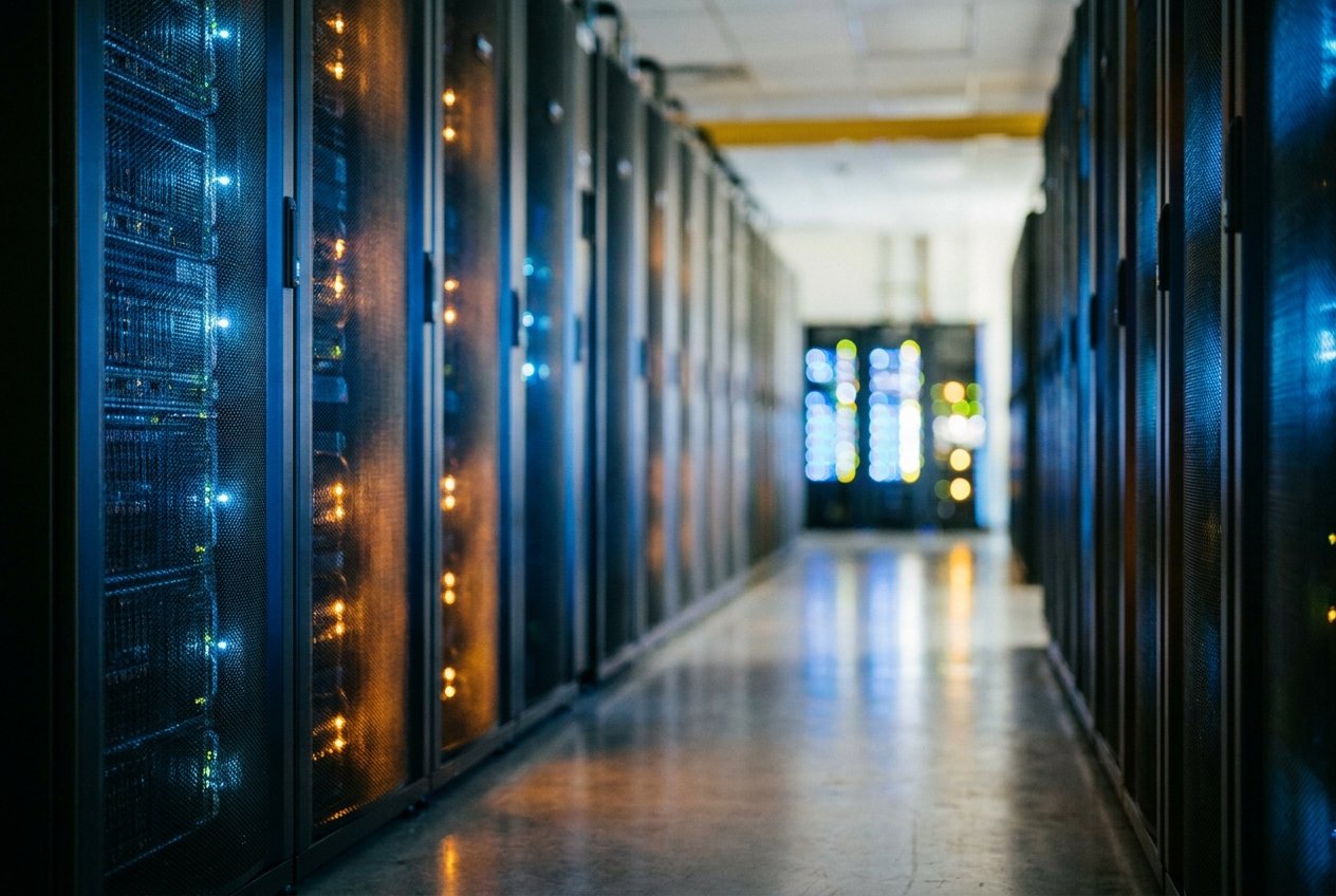 Modern data center server racks